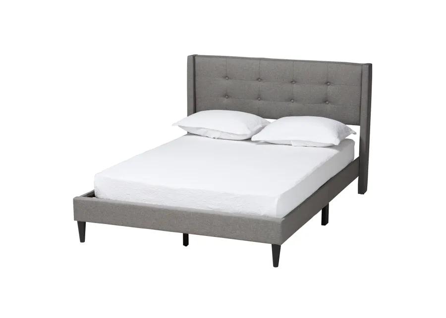 Baxton Studio Casol Mid-Century Modern Transitional Grey Fabric Upholstered Full Size Platform Bed