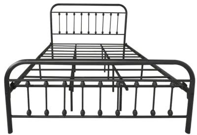 Metal Bed Frame Queen Size Platform No Box Spring Needed With Vintage Headboard And Footboard