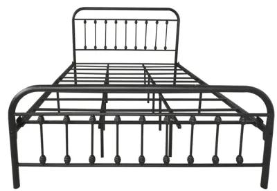 Metal Bed Frame Queen Size Platform No Box Spring Needed With Vintage Headboard And Footboard