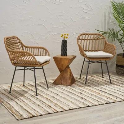 Merax 2 Pieces Outdoor Rattan Chairs with Cushions