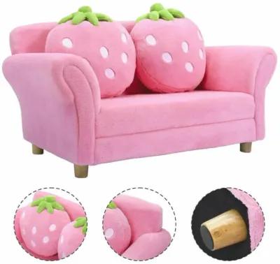 Hivvago BL/PI Kids Strawberry Armrest Chair Sofa-Pink