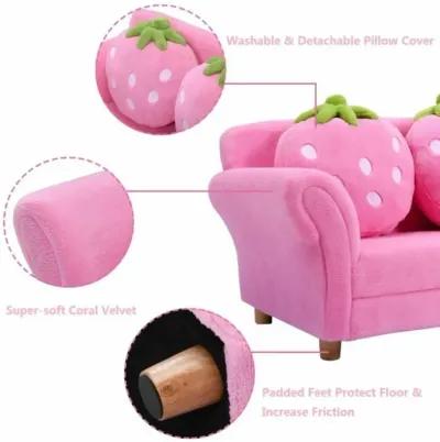 Hivvago BL/PI Kids Strawberry Armrest Chair Sofa-Pink