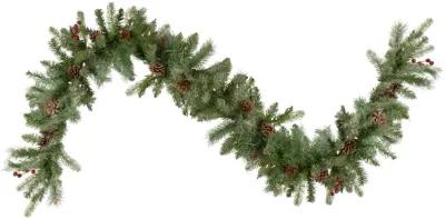 9' x 12 Pre-Lit Snowy Waterloo Pine Artificial Christmas Garland - Clear Lights