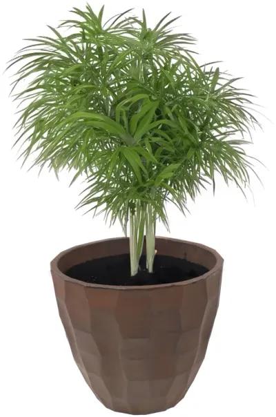 Sunnydaze 15.75 in Pebbled Polyresin Outdoor Planter - Dark Brown