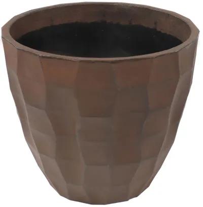 Sunnydaze 15.75 in Pebbled Polyresin Outdoor Planter - Dark Brown