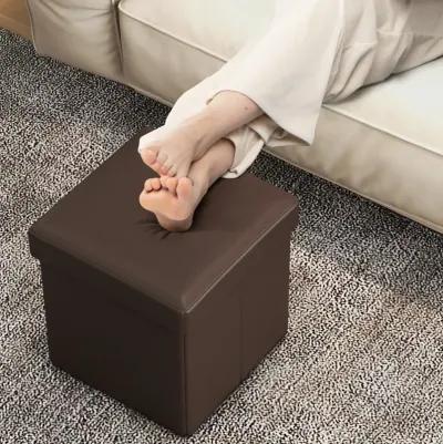 Upholstered Square Footstool with PVC Leather Surface for Bedroom