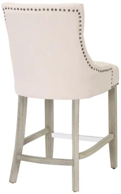 WestinTrends 29" Linen Fabric Tufted Upholstered Bar Stool, Antique Grey