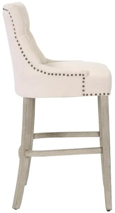 WestinTrends 29" Linen Fabric Tufted Upholstered Bar Stool, Antique Grey