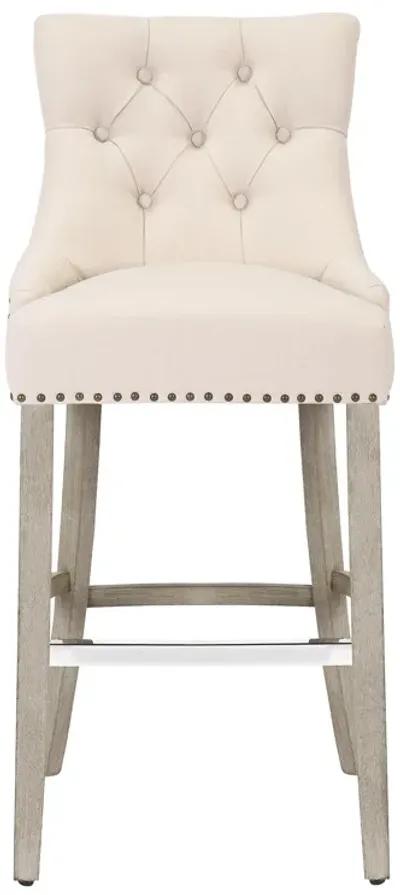 WestinTrends 29" Linen Fabric Tufted Upholstered Bar Stool, Antique Grey