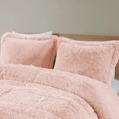 Twin/Twin XL Pink Blush Soft Sherpa Faux Fur 2 Piece Comforter Set