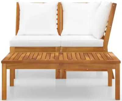 vidaXL 3 Piece Garden Lounge Set with Cream Cushion Solid Acacia Wood