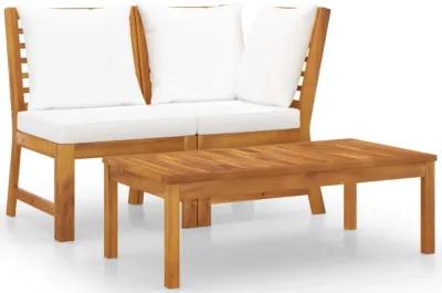 vidaXL 3 Piece Garden Lounge Set with Cream Cushion Solid Acacia Wood