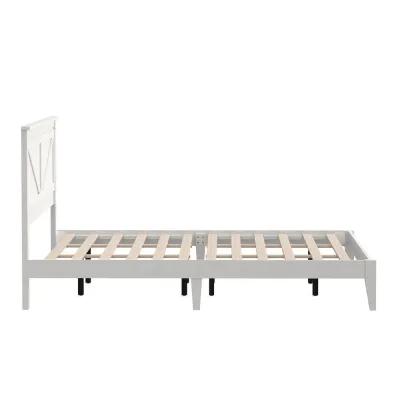 Glenwillow Home Farmhouse Wood Platform Bed in King - White