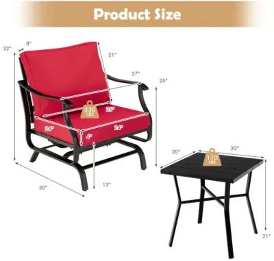 Hivvago 3 Piece Patio Rocking Chair Set with Coffee Table