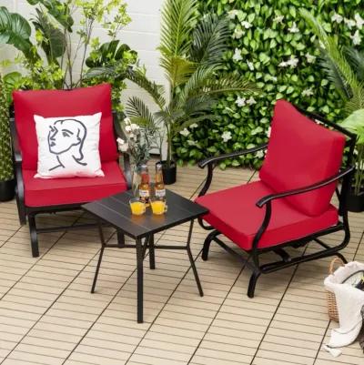 Hivvago 3 Piece Patio Rocking Chair Set with Coffee Table