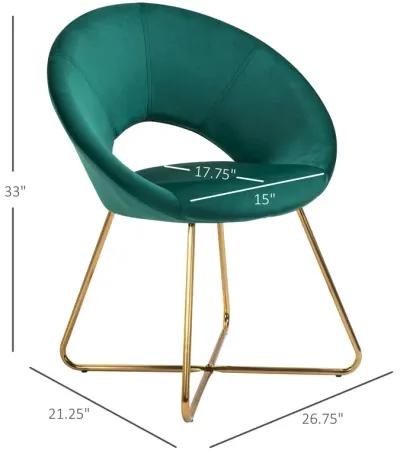 Green Living Room Flair: Velvet Accent Chair with Gold Legs