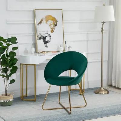 Green Living Room Flair: Velvet Accent Chair with Gold Legs