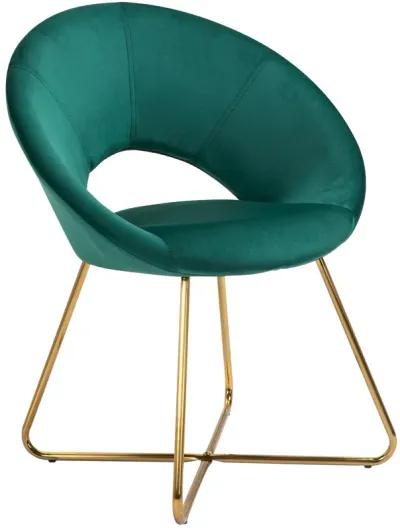 Green Living Room Flair: Velvet Accent Chair with Gold Legs