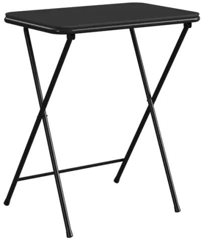 COSCO 5-Piece Folding Vinyl Top TV Tray Set with Storage Rack, Black