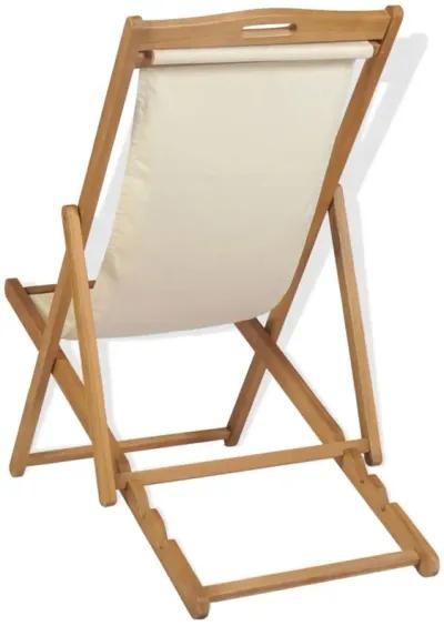 vidaXL Deck Chair Teak 22.1"x41.3"x37.8" Cream