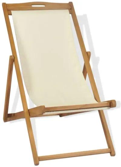 vidaXL Deck Chair Teak 22.1"x41.3"x37.8" Cream