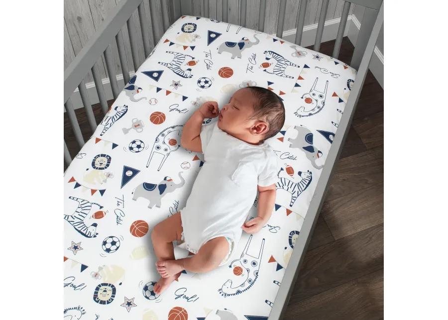 Lambs & Ivy Hall of Fame Sports Animals 5-Piece Crib Bedding Set - Gray/Blue