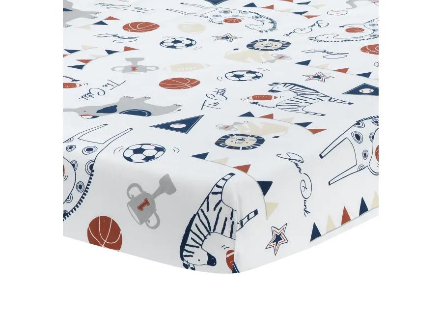 Lambs & Ivy Hall of Fame Sports Animals 5-Piece Crib Bedding Set - Gray/Blue