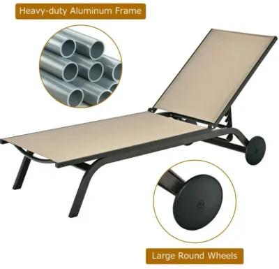 Hivvago 6-Position Adjustable Fabric Outdoor Patio Recliner Chair