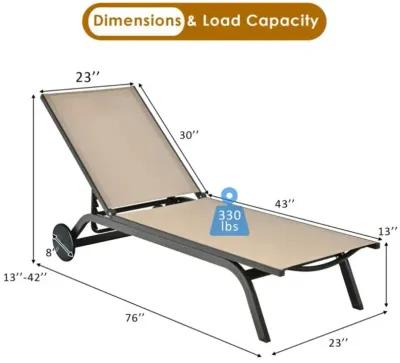 Hivvago 6-Position Adjustable Fabric Outdoor Patio Recliner Chair