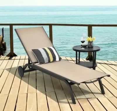 Hivvago 6-Position Adjustable Fabric Outdoor Patio Recliner Chair