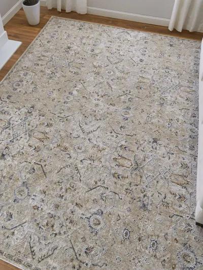 Pasha 39M6F 2' x 3' Taupe/Ivory/Blue Rug