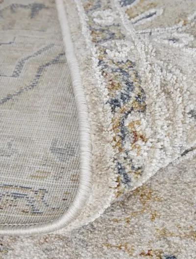 Pasha 39M6F 2' x 3' Taupe/Ivory/Blue Rug