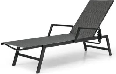 Hivvago Outdoor Rattan Chaise Lounge Reclining Chair with Armrests and 5-Position Backrest