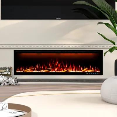 MONDAWE 60" Wall Mounted Embedded Electric Fireplace, 60Hz, 110-120 Volt, 1500W, With Overheat Protection Device