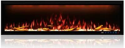 MONDAWE 60" Wall Mounted Embedded Electric Fireplace, 60Hz, 110-120 Volt, 1500W, With Overheat Protection Device