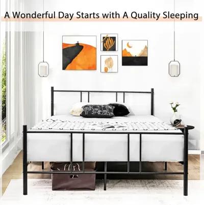 Full/Queen Size Platform Bed Frame with High Headboard