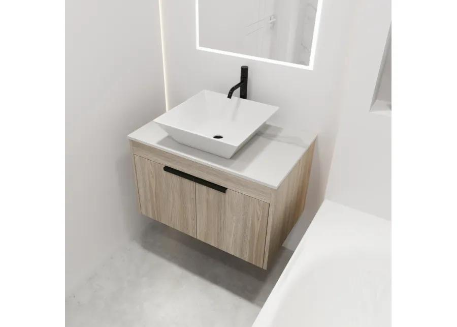 30" Modern Design Float Bathroom Vanity With Ceramic Basin Set