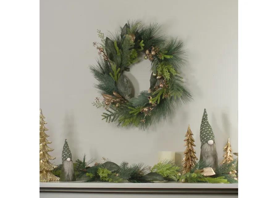 5' Leaves  Berry and Cedar Artificial Christmas Garland - Unlit