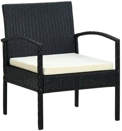 vidaXL Garden Chair with Cushion Poly Rattan Black