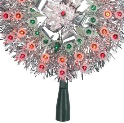 8" Pre-Lit Silver Starburst Christmas Tree Topper - Multicolor Lights