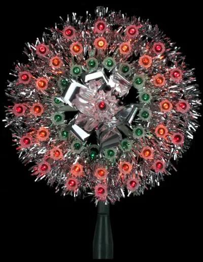 8" Pre-Lit Silver Starburst Christmas Tree Topper - Multicolor Lights