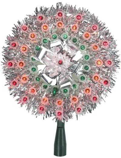 8" Pre-Lit Silver Starburst Christmas Tree Topper - Multicolor Lights