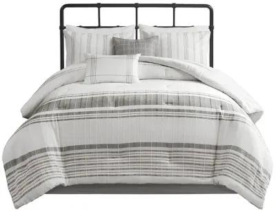 Gracie Mills Ellison 6-Piece Jacquard Stripe Oversized Cotton Comforter Set