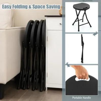 Hivvago Set of 4 18 Inch Collapsible Round Stools with Handle