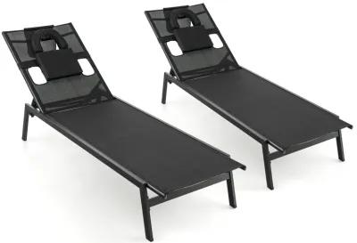 Patio Sunbathing Lounge Chair 5-Position Adjustable Tanning Chair-Black