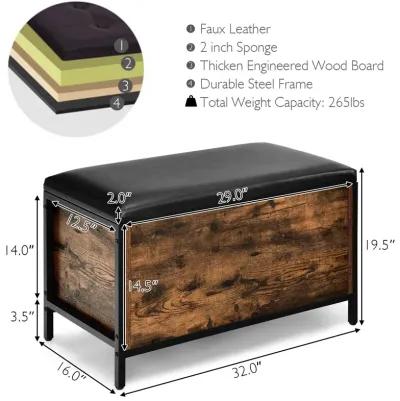 Entryway Flip Top Ottoman Stool with Padded Seat