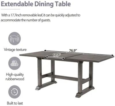 Merax 7-Piece Updated Extendable Trestle Dining Table Set