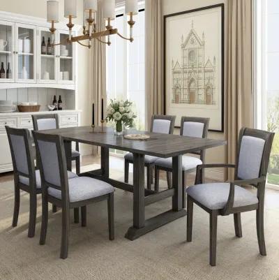 Merax 7-Piece Updated Extendable Trestle Dining Table Set