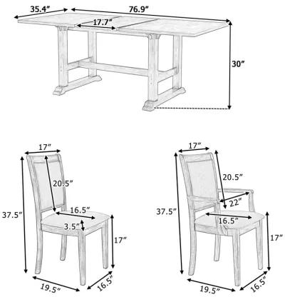 Merax 7-Piece Updated Extendable Trestle Dining Table Set