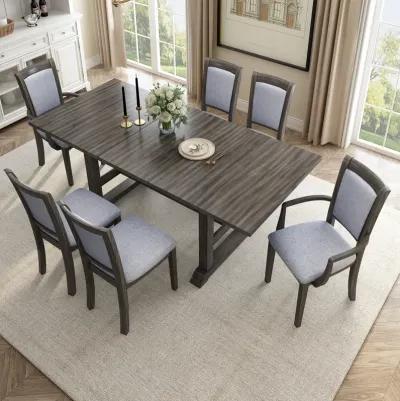 Merax 7-Piece Updated Extendable Trestle Dining Table Set